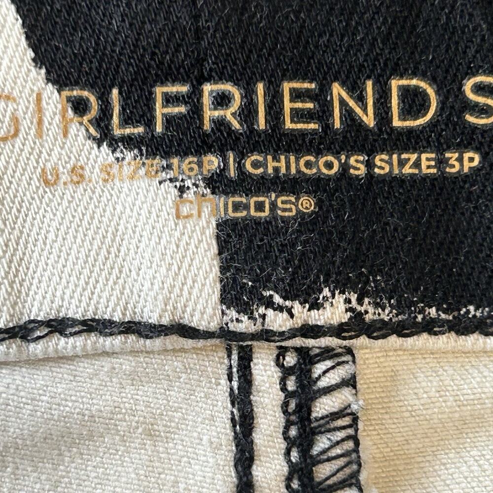 Chicos So Slimming Girlfriend Slim Leg Ankle Pants 16P Cow Print Black Cream - Picture 6 of 10
